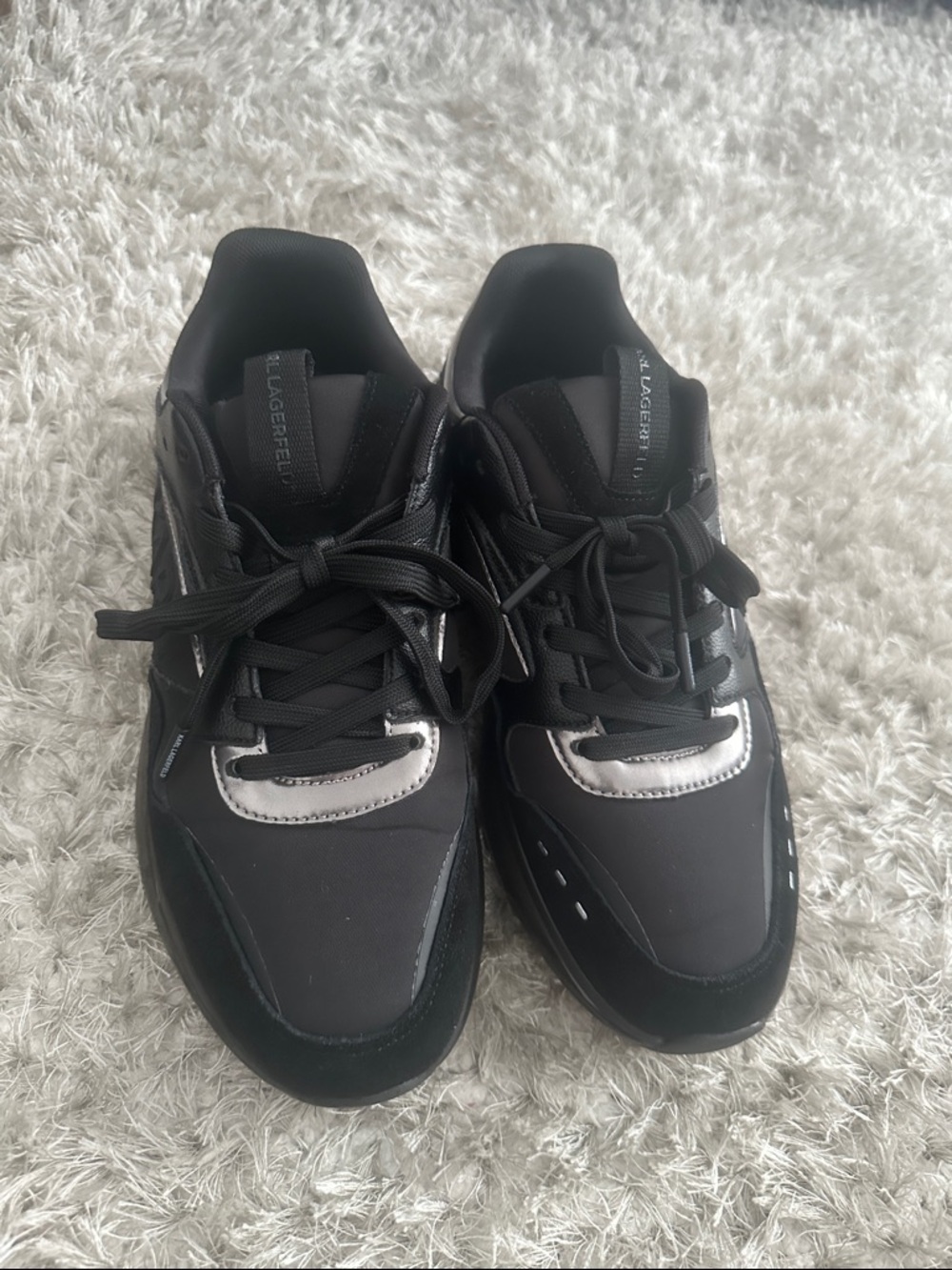 Karl Lagerfeld Black Sneakers with Silver Accents worn twice